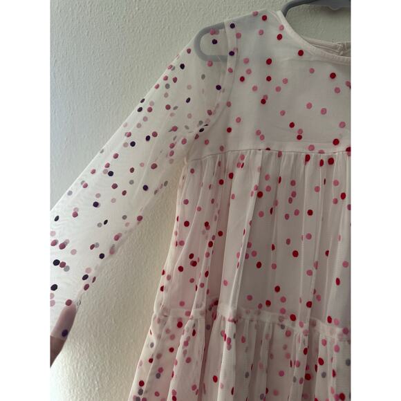 Stella McCartney Girls' Dot Print Long Sleeve Tulle Dress, size 5, pink polkadot - Picture 4 of 7